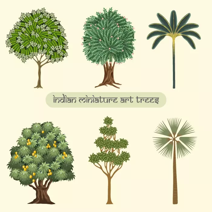 وکتور طراحی درخت فصل بهار و تابستان