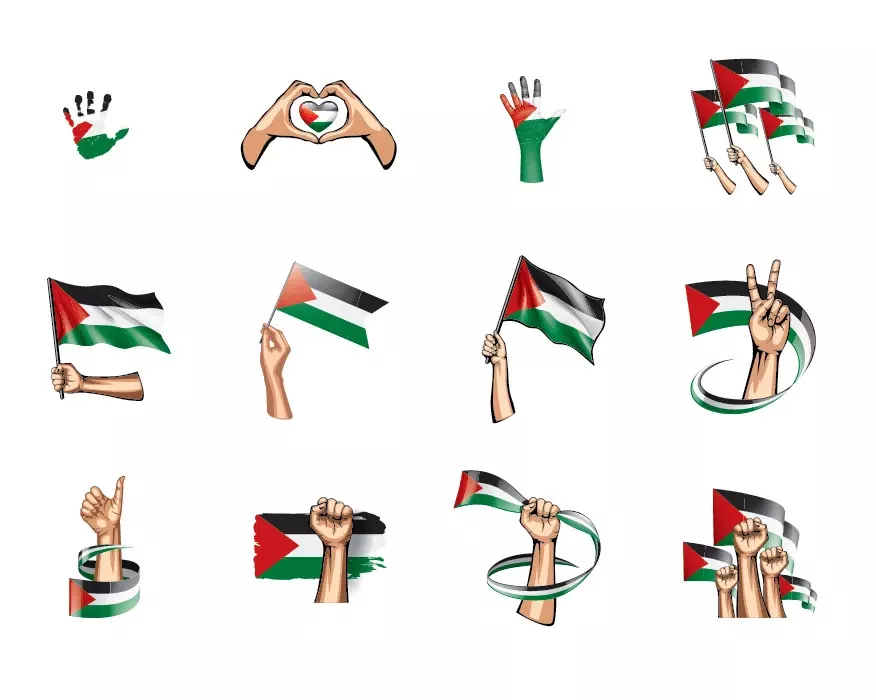 وکتور مجموعه طراحی پرچم های فلسطین