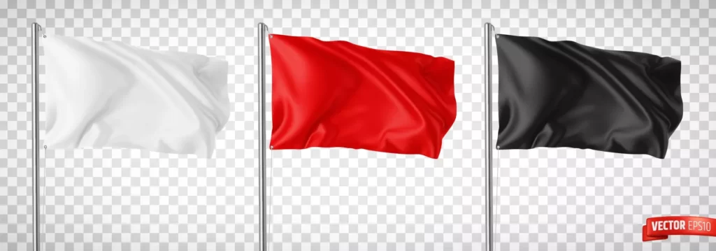 وکتور ست پرچم واقع بینانه با میله فلزی