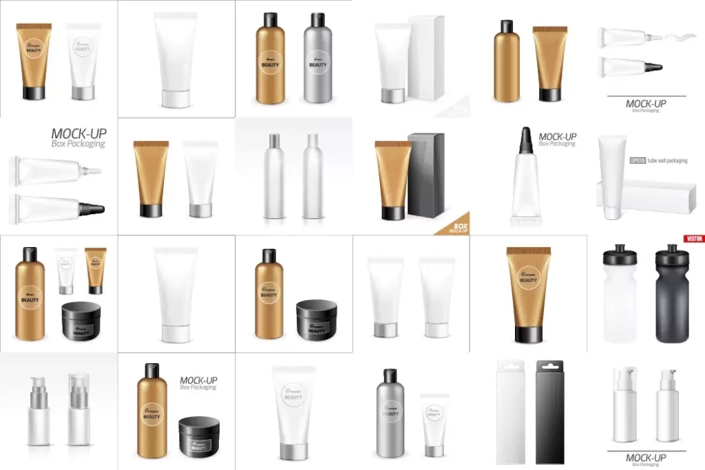 وکتور کلکسیون بسته بندی آرایشی بهداشتی واقع بینانه