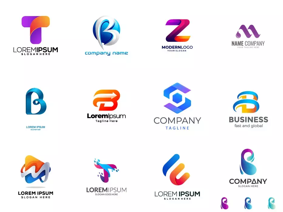 Vector collection of colorful English letters logo