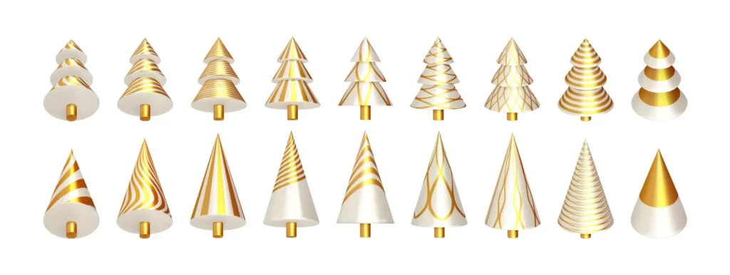 وکتور مجموعه درخت کاج کریسمس سه بعدی