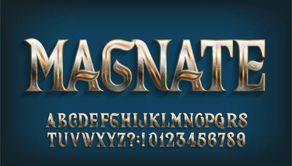 وکتور فونت انگلیسی مدرن فلزی