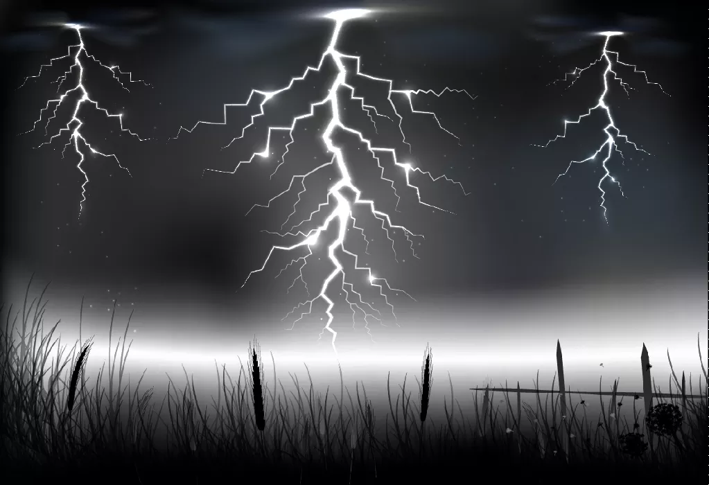 وکتور پس زمینه شب و صاعقه واقع بینانه