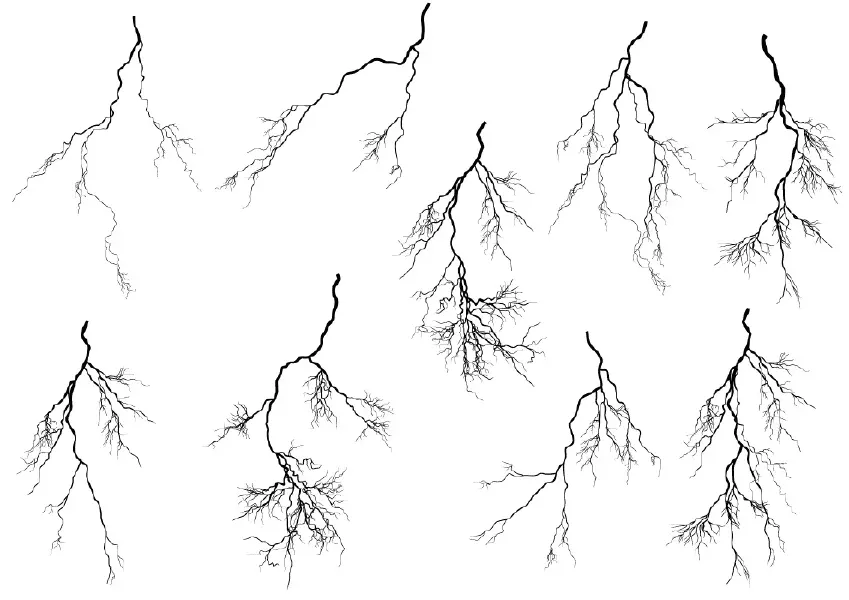 وکتور صاعقه سیاه و سفید
