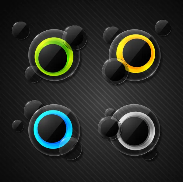 وکتور المان طراحی و دکمه شیشه ای شفاف دایره ای