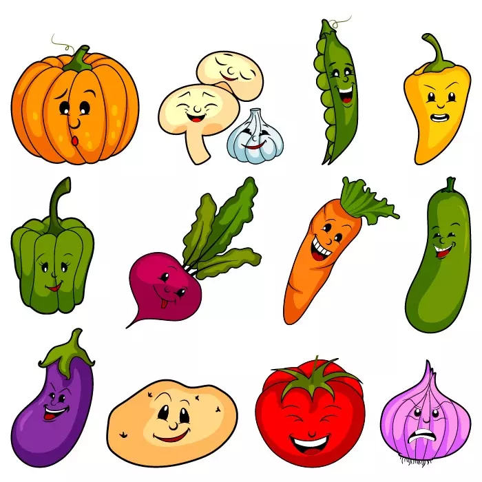 وکتور طراحی و نقاشی میوه های کارتونی رنگارنگ