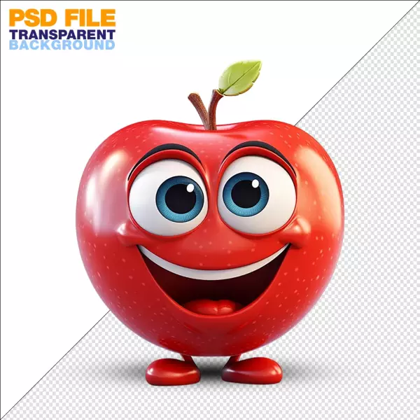 موکاپ سه بعدی کارتونی سیب