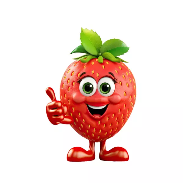 موکاپ سه بعدی کارتونی توت فرنگی