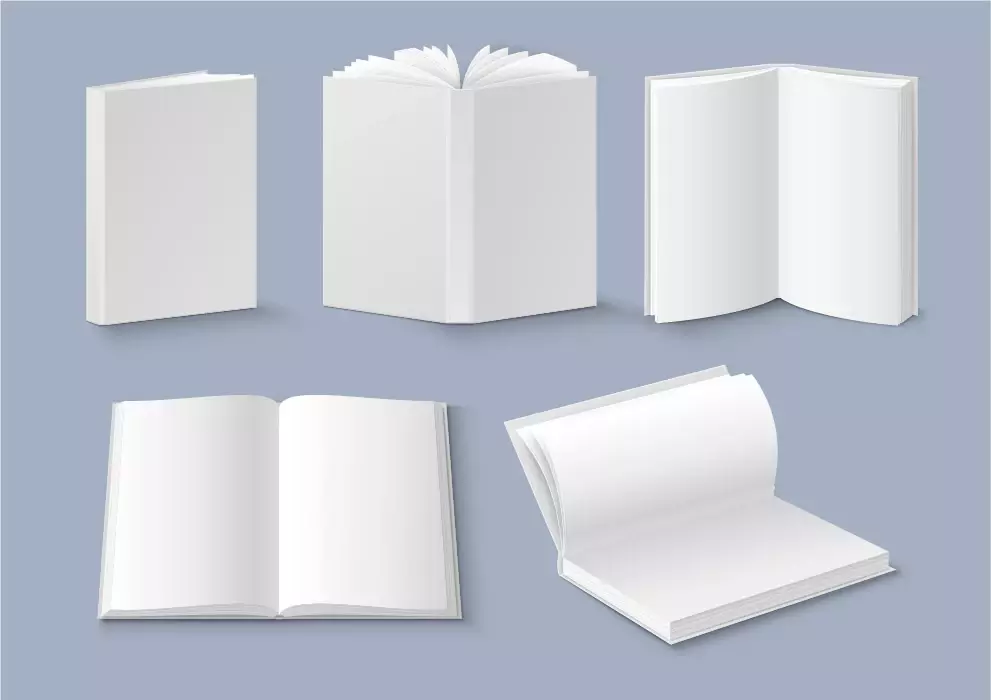 وکتور واقع بینانه کتاب و دفتر های سفید