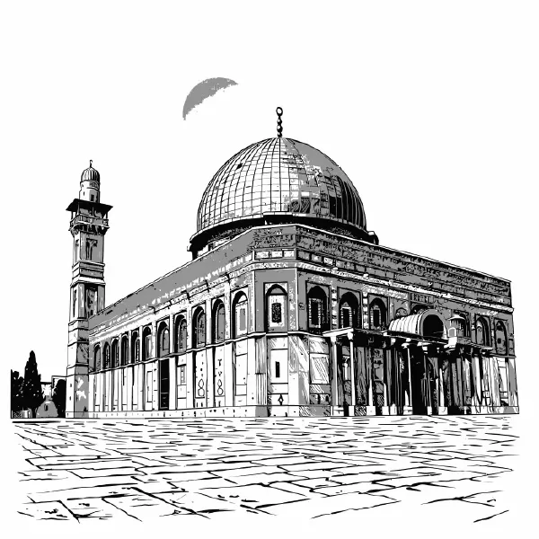 وکتور سیاه و سفید مسجد قدس