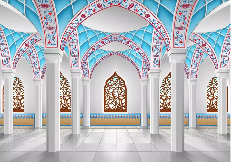 وکتور طراحی معماری داخل ساختمان سبک سنتی و اسلامی