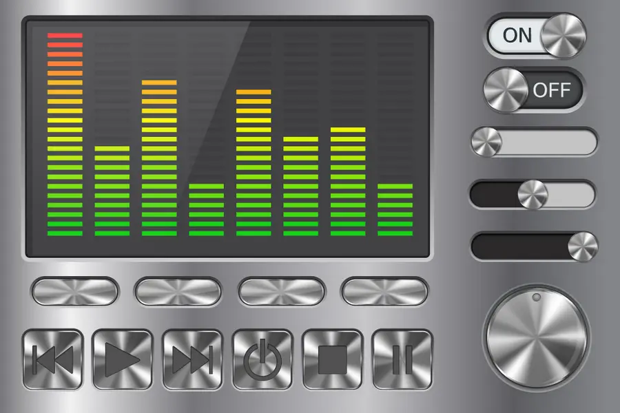 وکتور ست دکمه فلزی و رابط کاربری