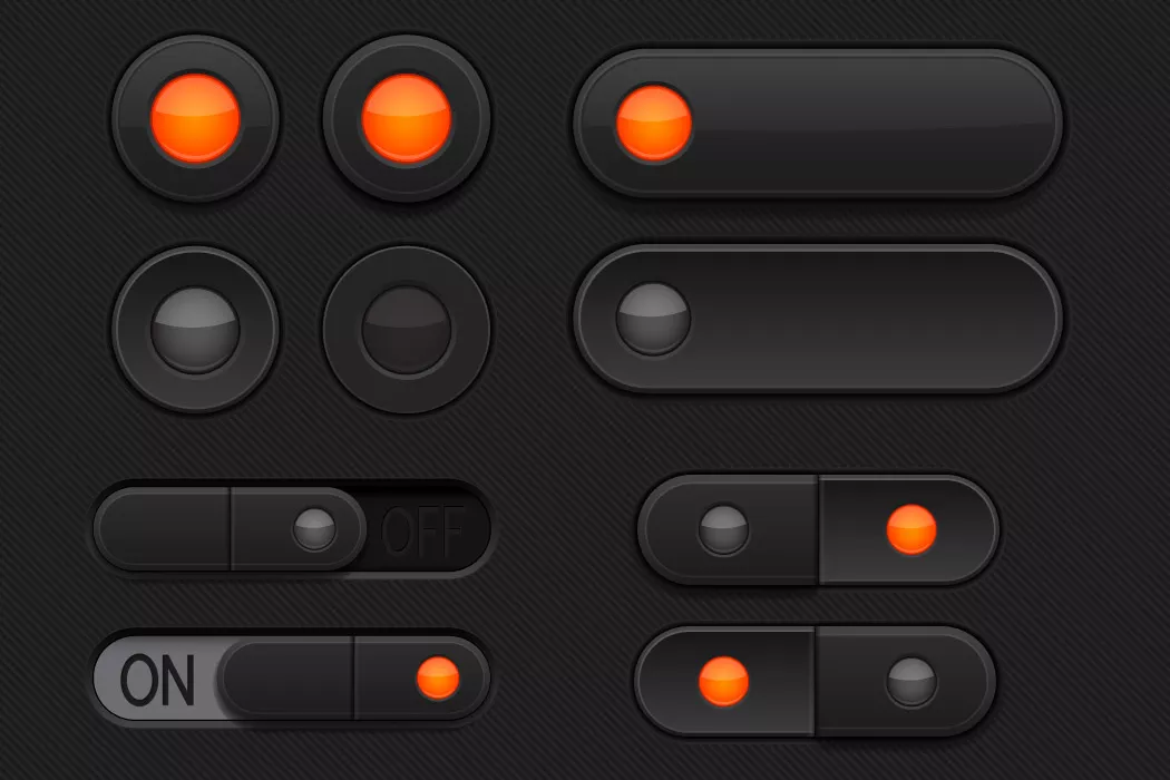 وکتور المان طراحی و دکمه های سیاه و نارنجی