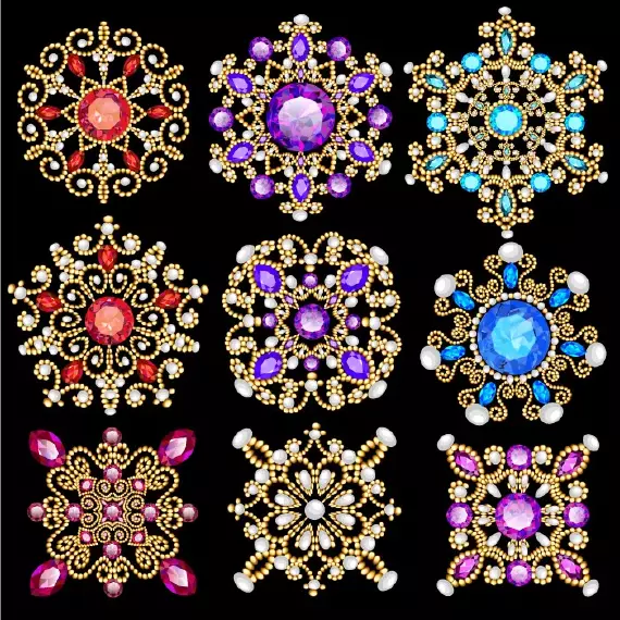 وکتور طراحی های تزئینی طلای و جواهر