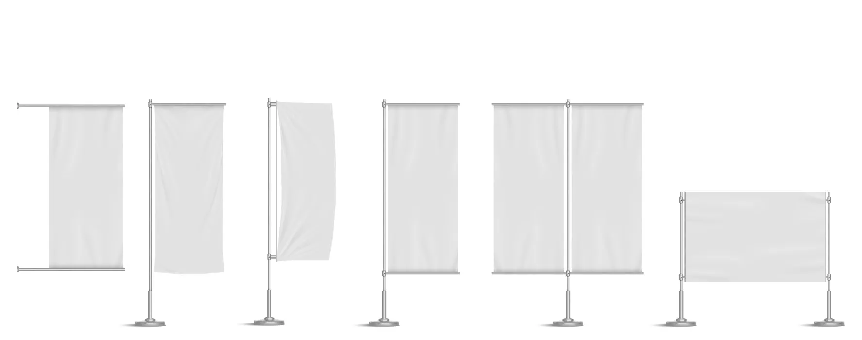 وکتور پرچم های سفید واقع بینانه با میله فلزی