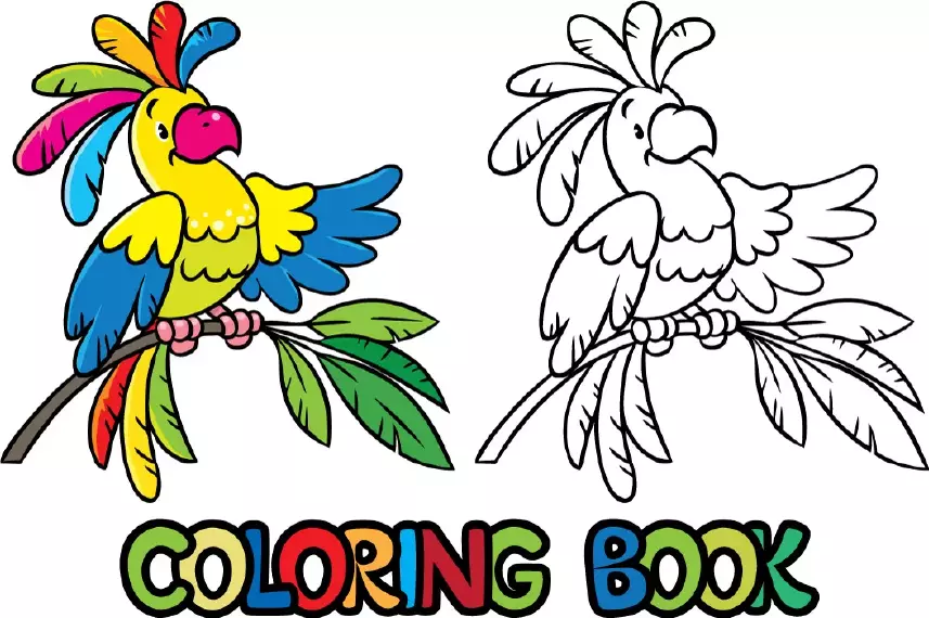 وکتور نقاشی و رنگ آمیزی کودکانه پرنده