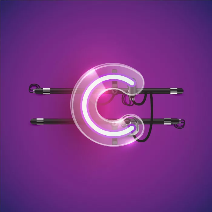 وکتور نئون حرف انگلیسی C