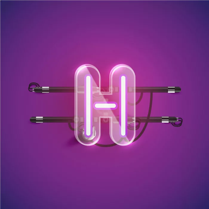 وکتور نئون حرف انگلیسی H