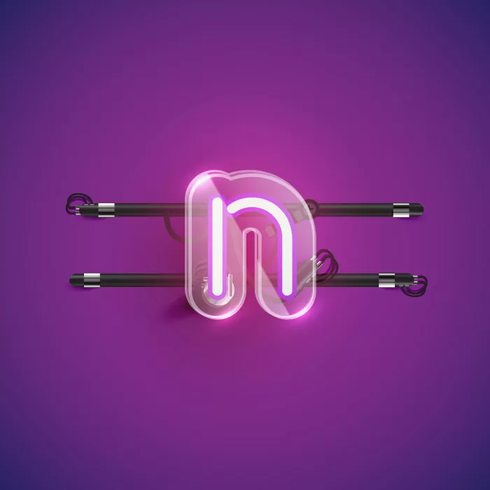 وکتور نئون حرف انگلیسی n