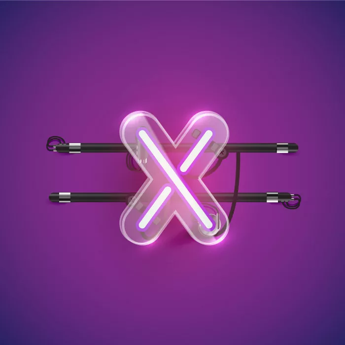 وکتور نئون حرف انگلیسی X