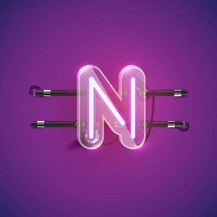 وکتور نئون حرف انگلیسی N