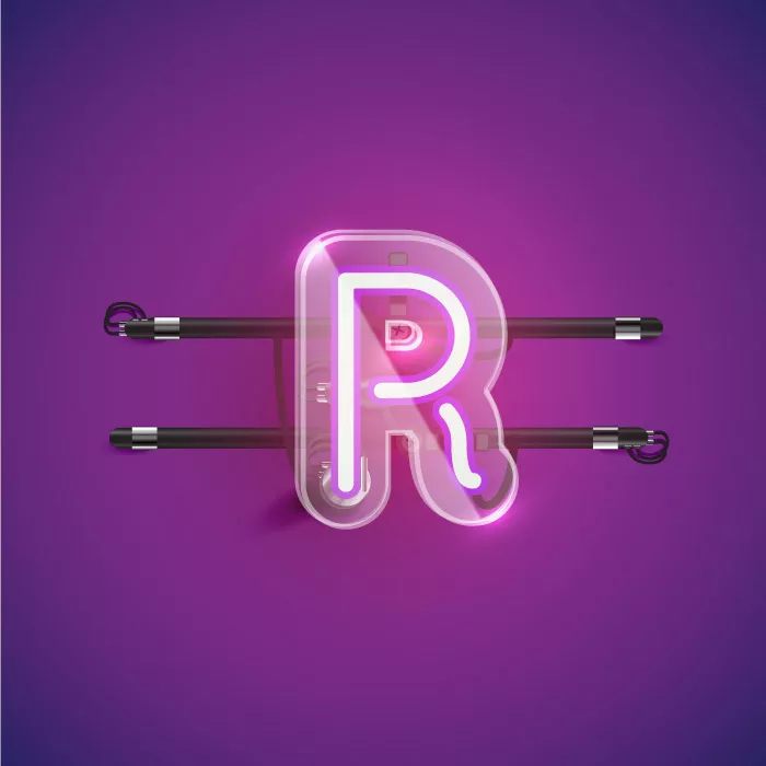 وکتور نئون حرف انگلیسی R