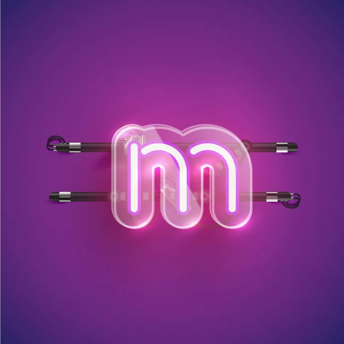 وکتور نئون حرف انگلیسی m