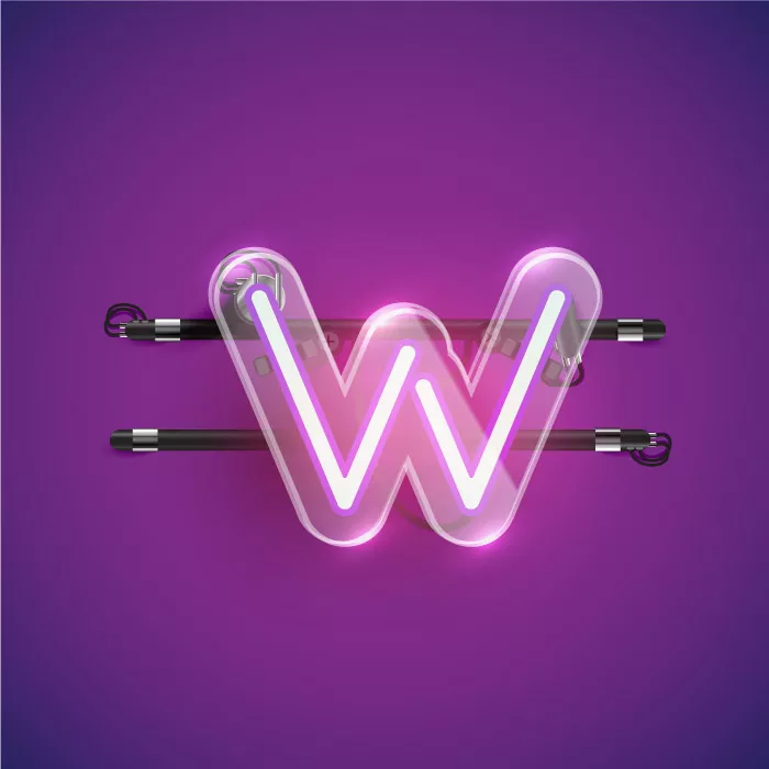 وکتور نئون حرف انگلیسی W