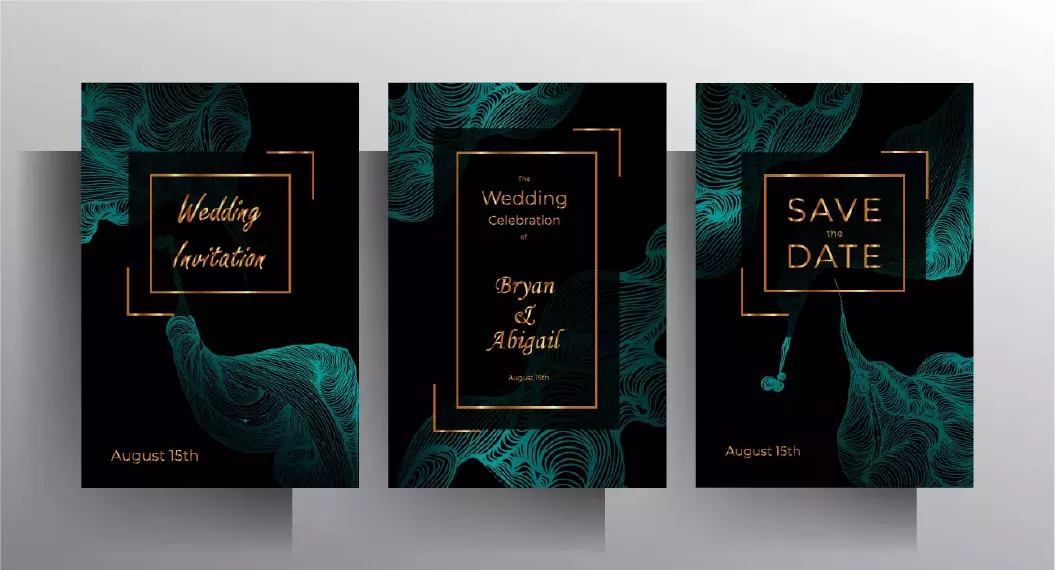 وکتور قالب آماده کارت دعوت لوکس با طرح برگ