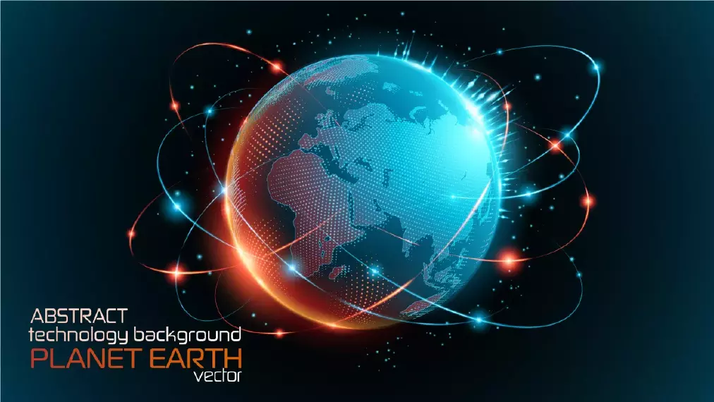 وکتور پس زمینه تکنولوژی و کره زمین و اینترنت