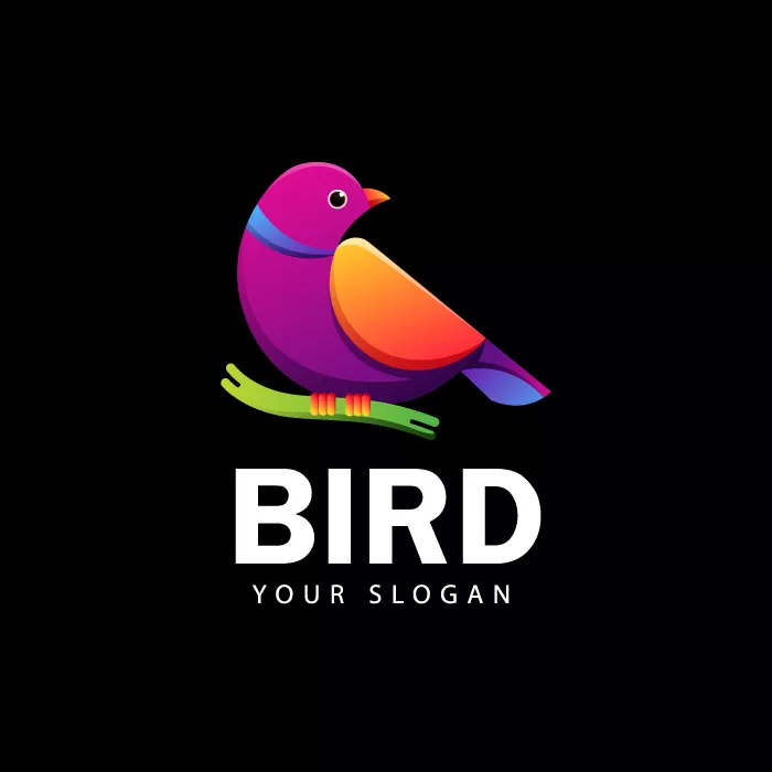 وکتور طراحی لوگو رنگارنگ پرنده