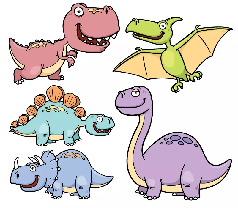 وکتور نقاشی کودکانه دایناسور ها