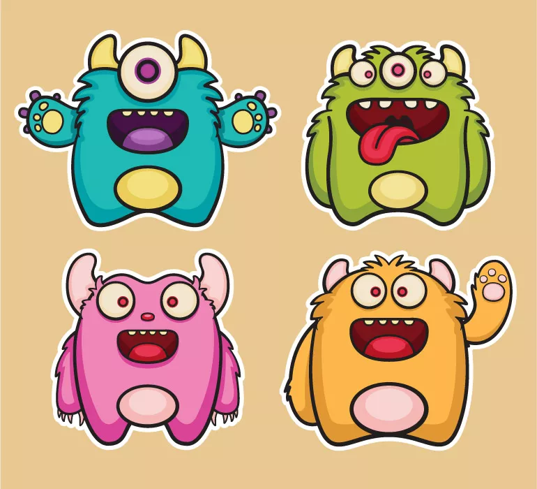 وکتور طراحی کارتونی هیولا کودکانه