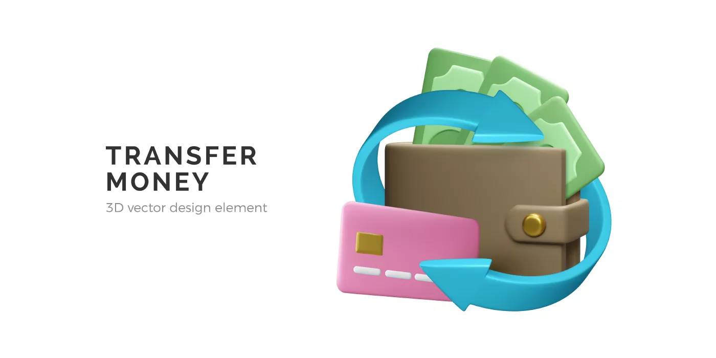 وکتور سه بعدی کیف پول و اسکناس