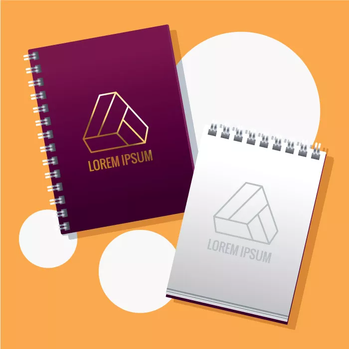 وکتور دفتر یادداشت واقع بینانه و لوگو