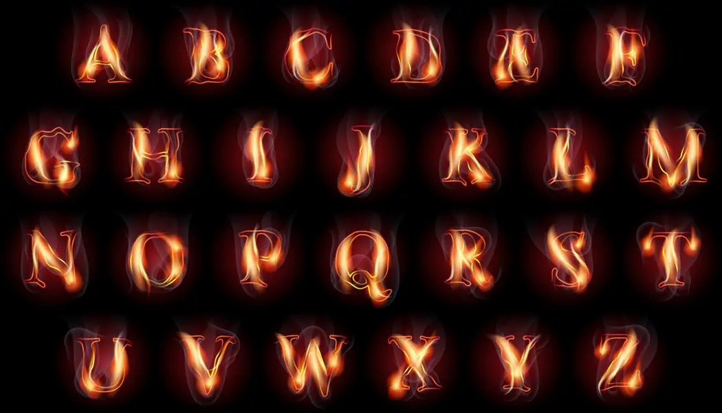 وکتور فونت انگلیسی طرح آتش