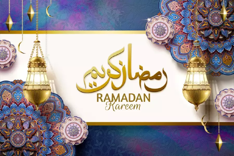 وکتور پس زمینه ماه مبارک رمضان لوکس و سه بعدی