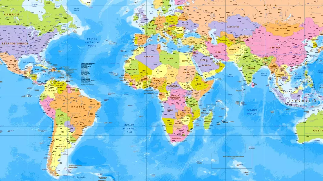 وکتور نقشه جهان با اسامی کشور ها