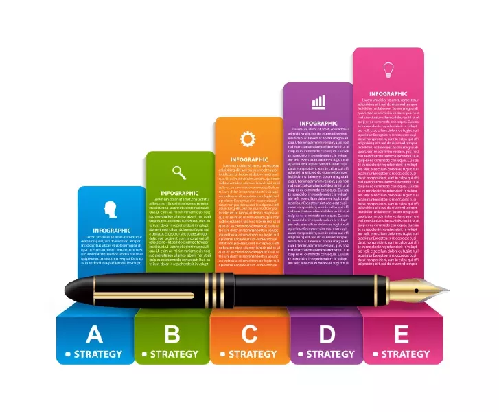 وکتور اینفوگرافیک رنگارنگ و خودنویس