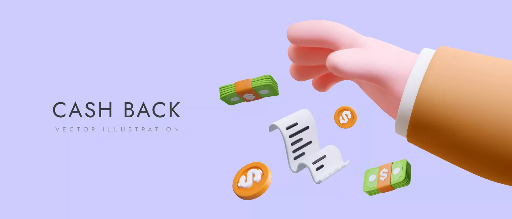 وکتور سه بعدی دست و درآمد و پول