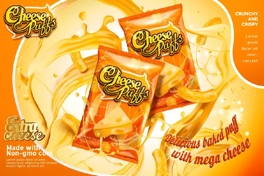 وکتور واقع بینانه تبلیغ تنقلات و چیپس