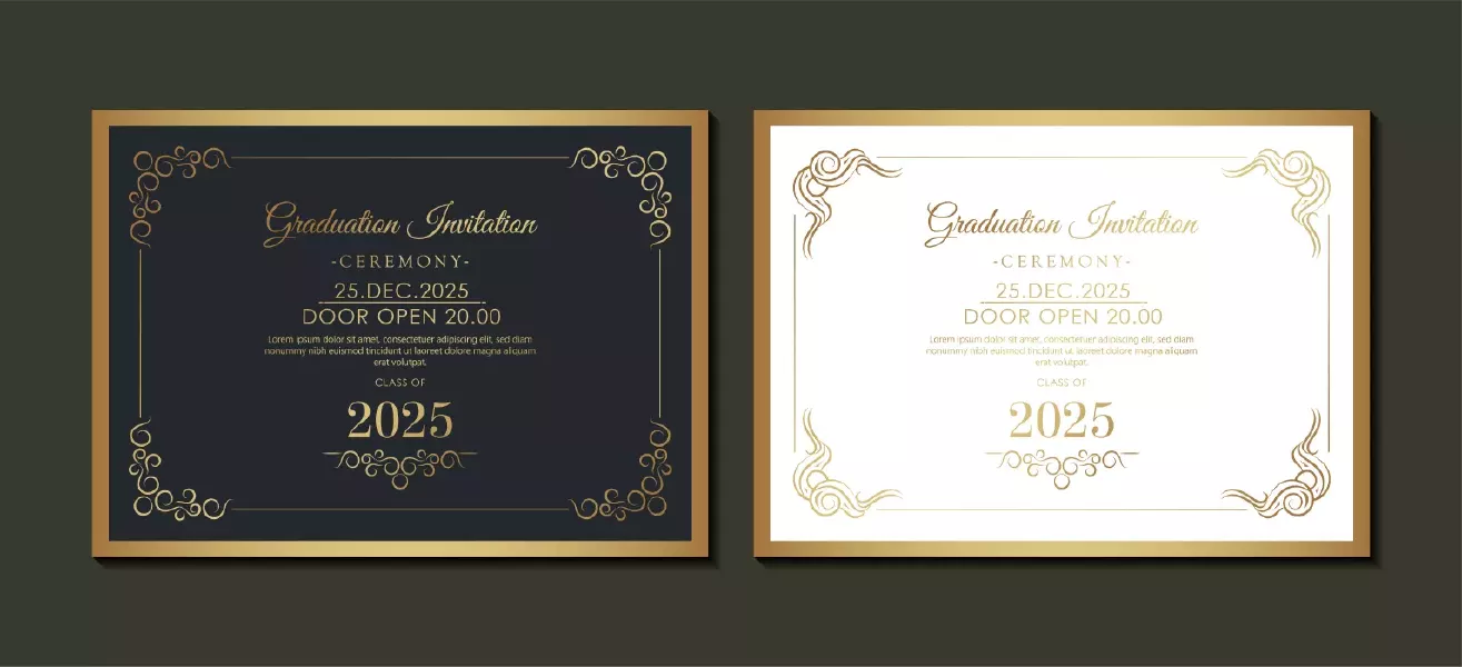 وکتور گواهی سفید و سیاه و طلایی