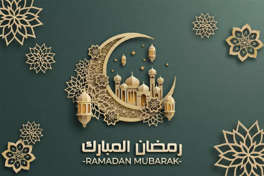 وکتور پس زمینه سه بعدی ماه رمضان شماره یک