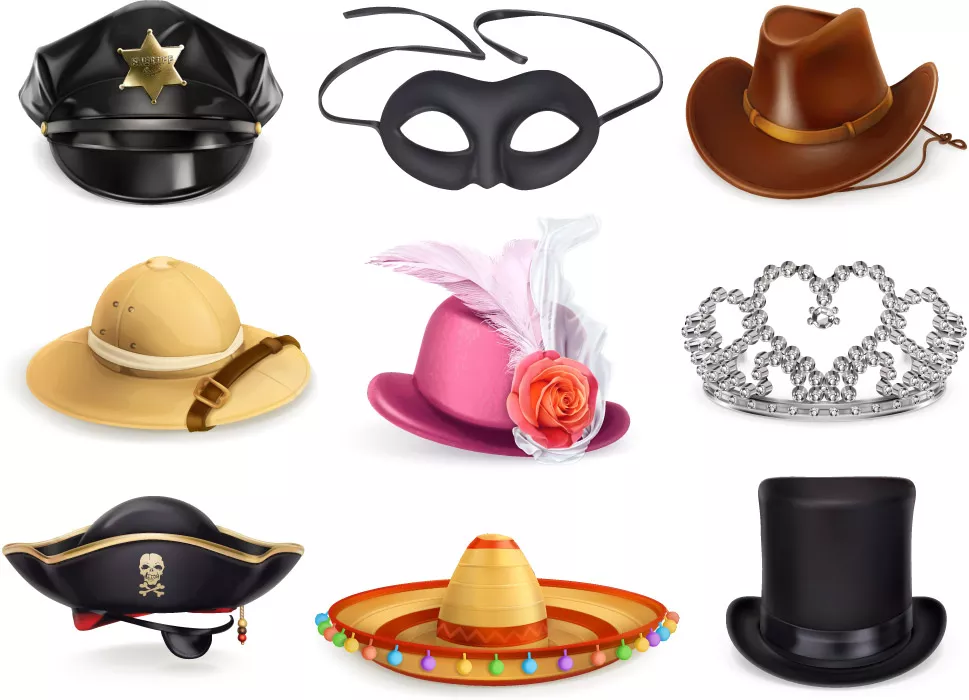 وکتور واقع بینانه کلاه های مختلف