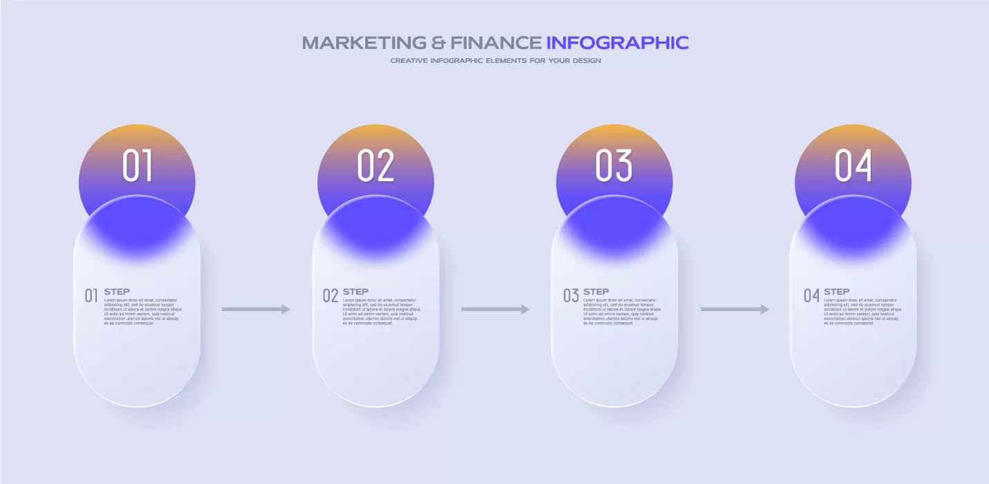 وکتور اینفوگرافیک شفاف با چهار مرحله