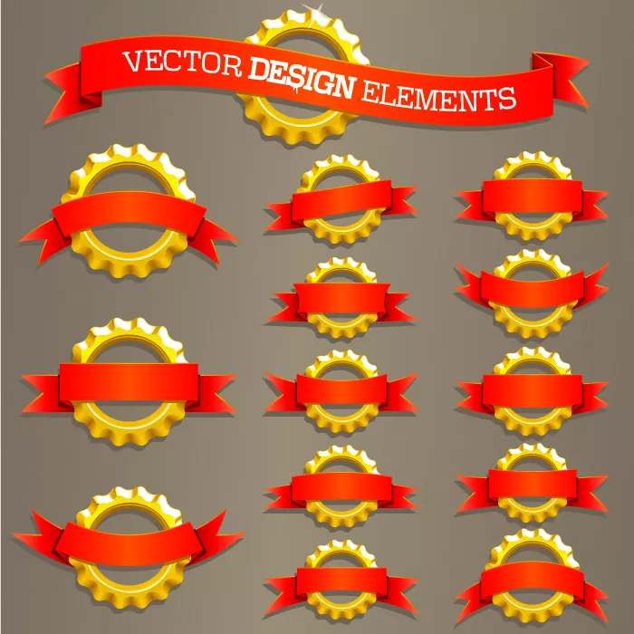 وکتور روبان های قرمز و لیبل