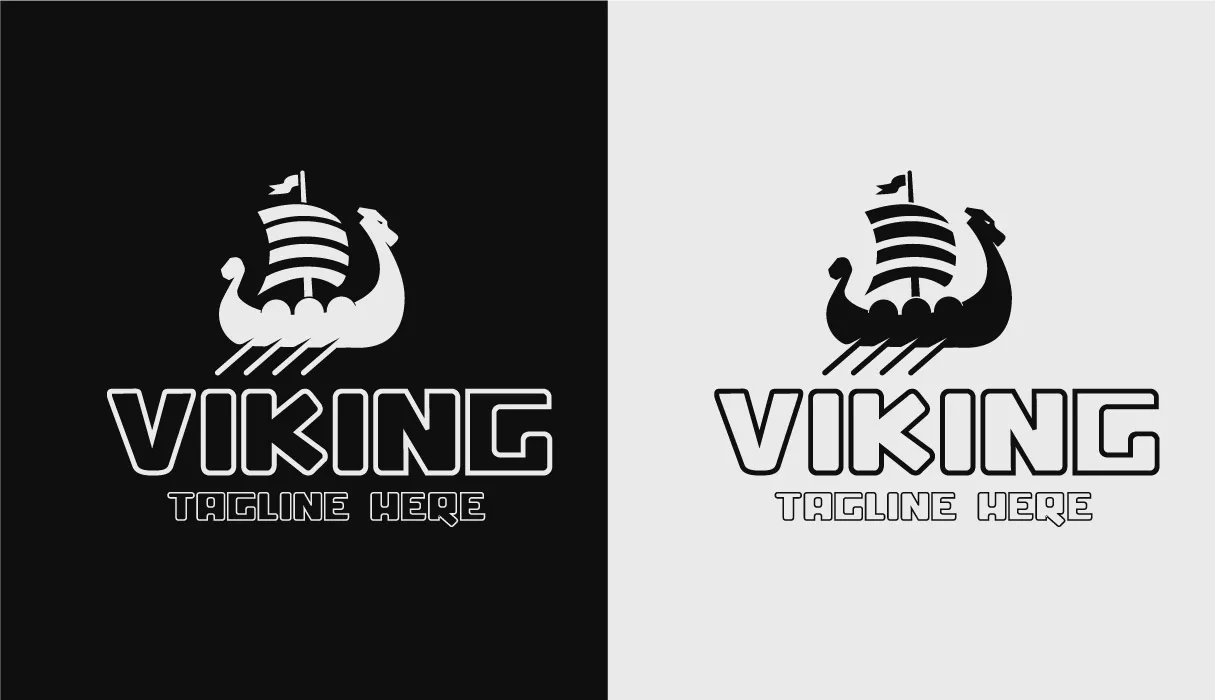 وکتور لوگو سیاه و سفید کشتی وایکینگ ها