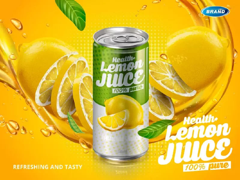 وکتور تبلیغ نوشیدنی واقع بینانه لیمو