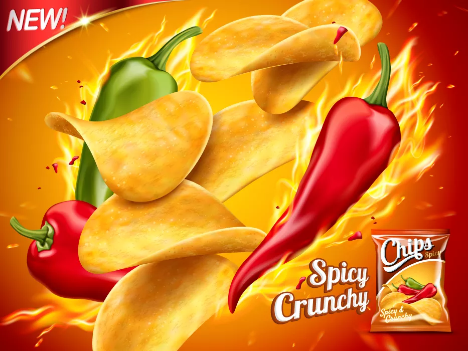 وکتور تبلیغ چیپس فلفلی